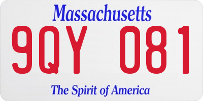 MA license plate 9QY081