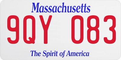 MA license plate 9QY083