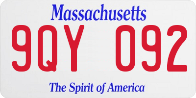 MA license plate 9QY092