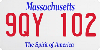 MA license plate 9QY102