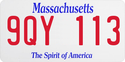 MA license plate 9QY113