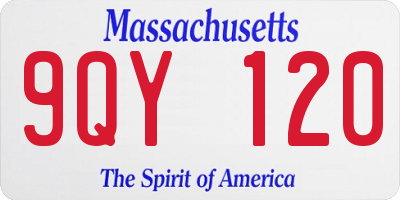 MA license plate 9QY120