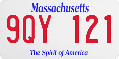 MA license plate 9QY121