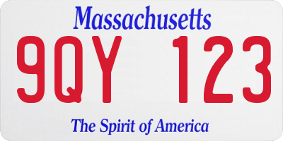 MA license plate 9QY123