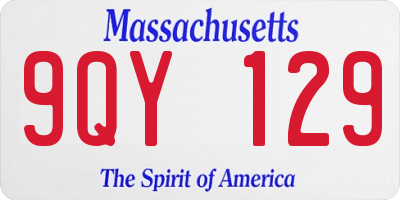 MA license plate 9QY129