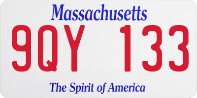 MA license plate 9QY133