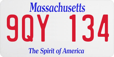 MA license plate 9QY134