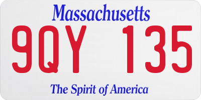 MA license plate 9QY135