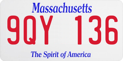 MA license plate 9QY136