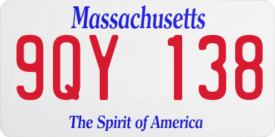 MA license plate 9QY138