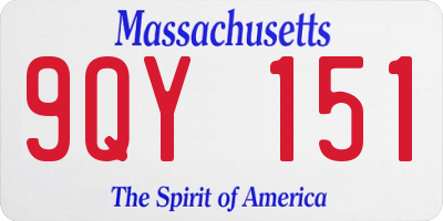 MA license plate 9QY151