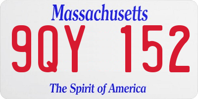 MA license plate 9QY152