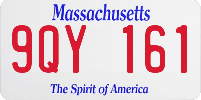 MA license plate 9QY161