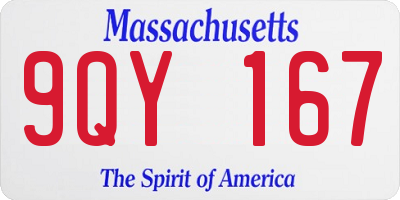 MA license plate 9QY167