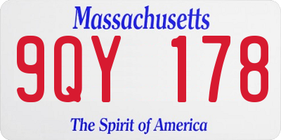 MA license plate 9QY178