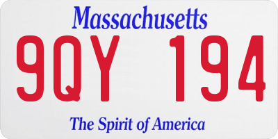 MA license plate 9QY194