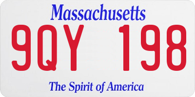 MA license plate 9QY198