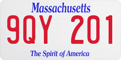 MA license plate 9QY201