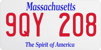 MA license plate 9QY208