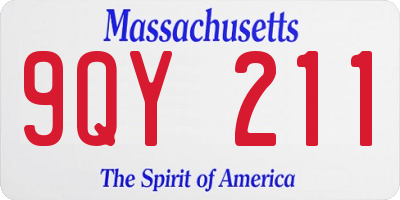 MA license plate 9QY211