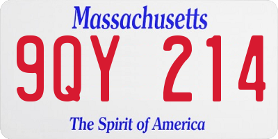 MA license plate 9QY214