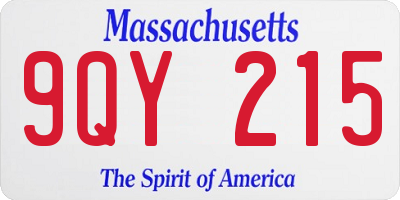 MA license plate 9QY215