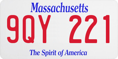 MA license plate 9QY221