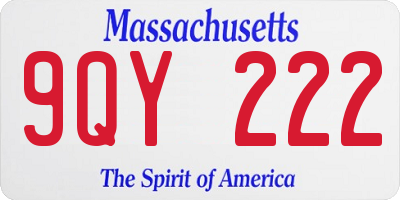 MA license plate 9QY222