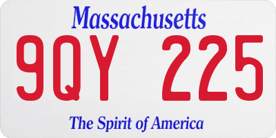 MA license plate 9QY225