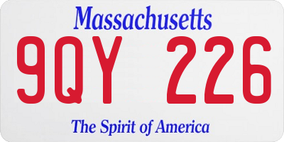 MA license plate 9QY226