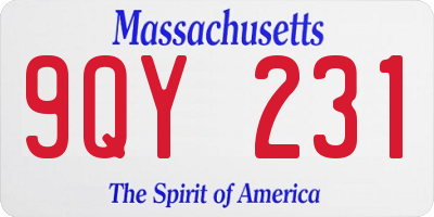 MA license plate 9QY231