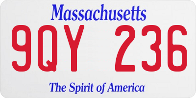 MA license plate 9QY236