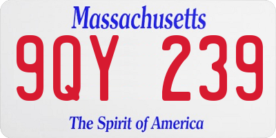 MA license plate 9QY239