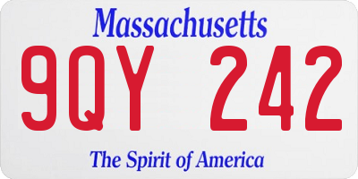 MA license plate 9QY242