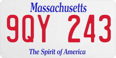 MA license plate 9QY243