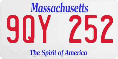 MA license plate 9QY252