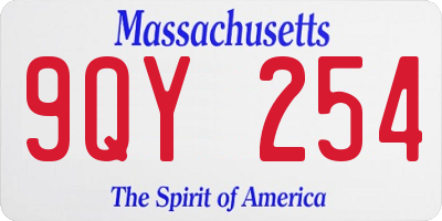 MA license plate 9QY254