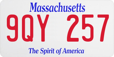 MA license plate 9QY257