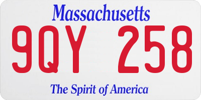 MA license plate 9QY258