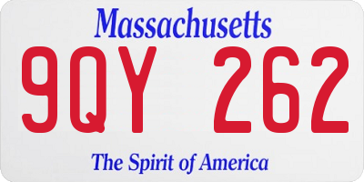 MA license plate 9QY262