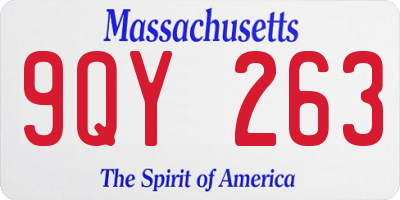 MA license plate 9QY263