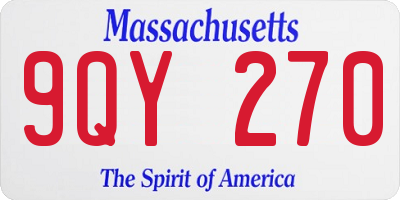 MA license plate 9QY270