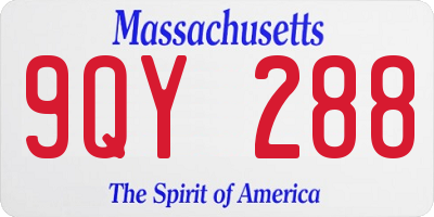 MA license plate 9QY288