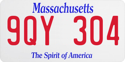 MA license plate 9QY304