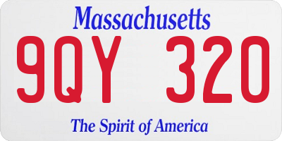 MA license plate 9QY320