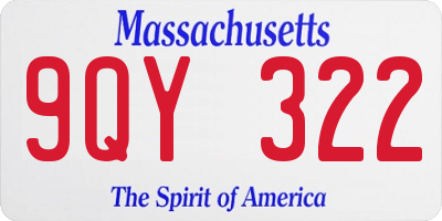 MA license plate 9QY322