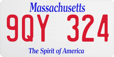 MA license plate 9QY324