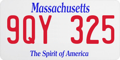 MA license plate 9QY325