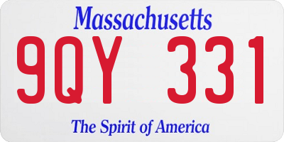 MA license plate 9QY331