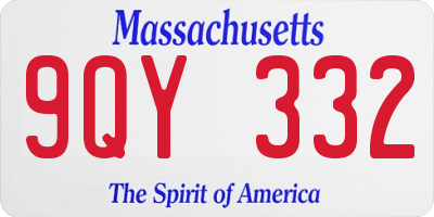 MA license plate 9QY332